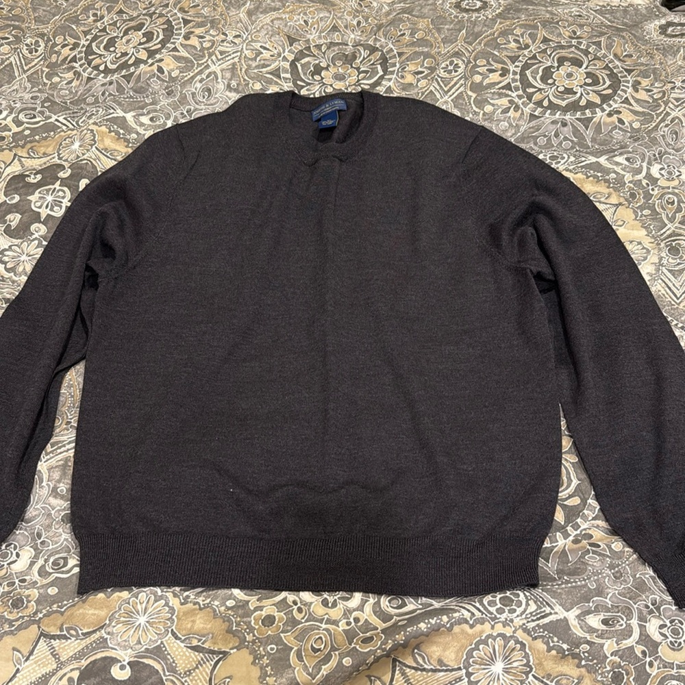 Joseph & Lyman Sweater Men Size XL Dark Grey Knit Merino Wool Crew